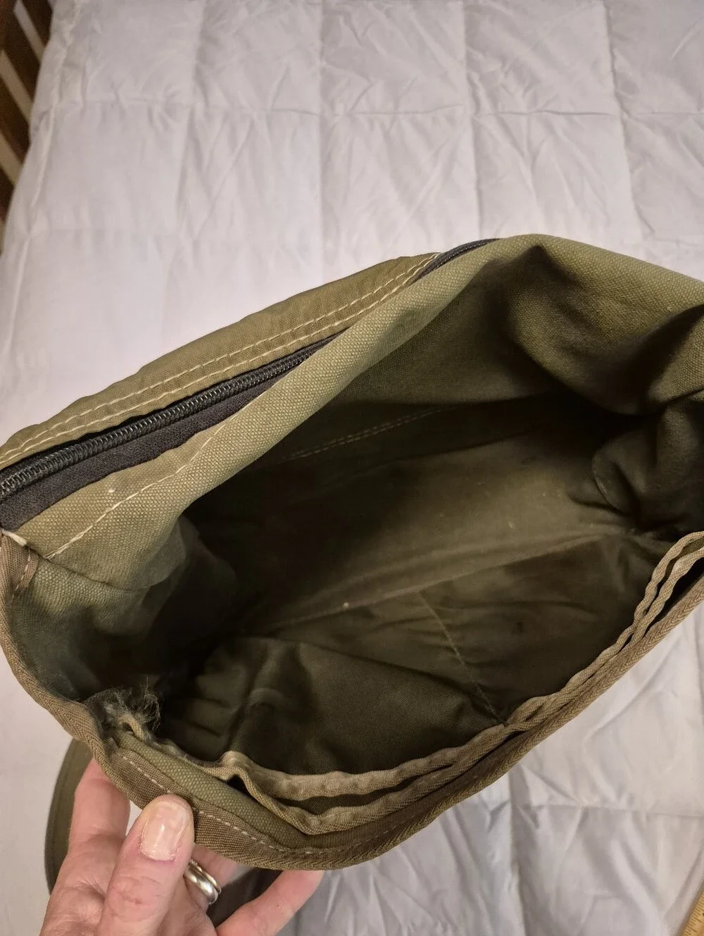 Vintage Orvis Canvas and Leather Messenger Bag, Green And Brown